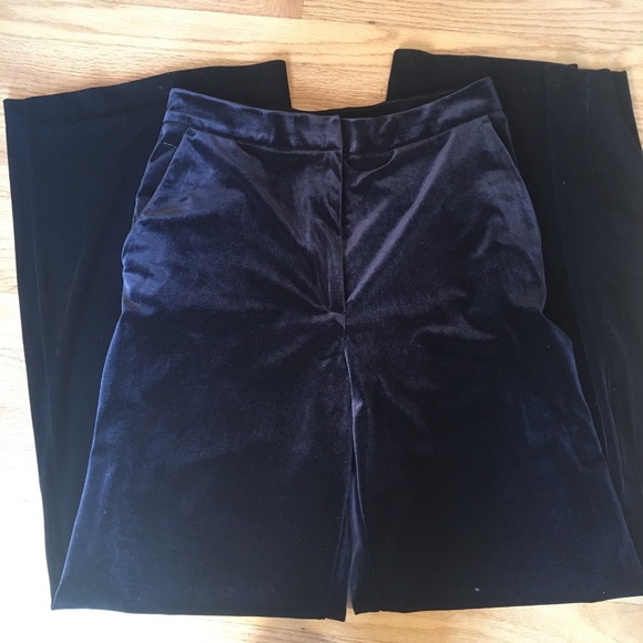 H&M Black Velvet Wide Leg Pants - Picture 3 of 4